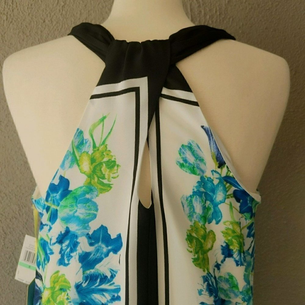 NWT CeCe Playa del Sol Halter Neck Multi Color Floral Dress in New Ivory Size 8 - Picture 4 of 6